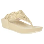 Sandalia Esclava Mujer con Cuña y Cristales Strass en Beige - Amarpies ABZ28663