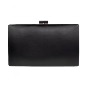 Clutch de Fiesta Satén Negro con Cadena Plateada AZAREY