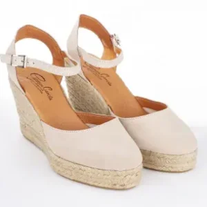 Alpargatas de Piel con Cuña Alta de Esparto y Pulsera al Tobillo - Carmen García 53D7