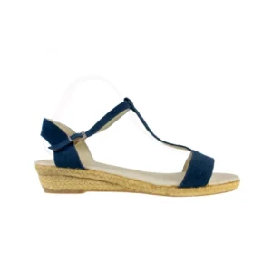 Sandalia Esparto Mujer Azul con Tiras de Serraje Carmen García Talla 41