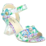 Laura Vita sandalia doble velcro tacón trasparente tornasol HACSIO 06