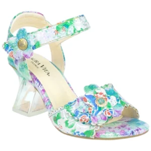 Laura Vita sandalia doble velcro tacón trasparente tornasol HACSIO 06