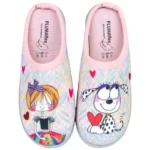 Zapatilla Abierta de Casa Estampada Plumaflex 12317 Chica Corazón