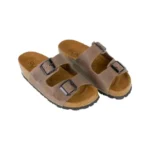 Sandalias Bio de Piel para Mujer con Doble Hebilla y Cuña de Corcho - Suver 130015