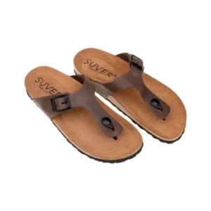 Sandalia Esclava de Piel Amarillo Blanco Fucsia Marron Negro Marron Chocolate con Hebilla Suver 520011