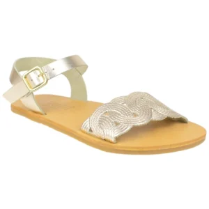 Sandalias Barefoot Mujer Piel Trenzada Platino Metalizado - Vivant v-8100
