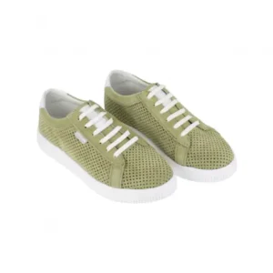 Deportivos Mujer Verde y Beis Serraje Troquelado Ultra Ligero Amarpies AFT23305
