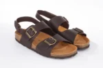 Sandalia Corcho de Mujer Beis Marron Chocolate Negro Taupe Doble Hebilla con Tira Autenti 10888