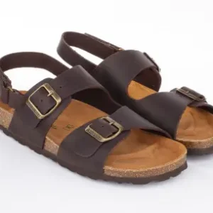 Sandalia Corcho de Mujer Beis Marron Chocolate Negro Taupe Doble Hebilla con Tira Autenti 10888