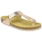 Sandalias Bio Planas Estilo Esclava de Piel Metalizada - Biocomfort WILL 005