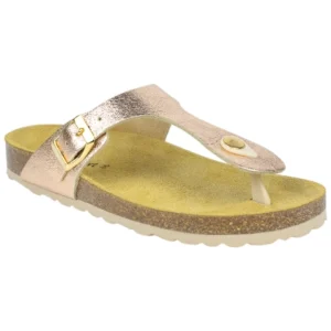 Sandalias Bio Planas Estilo Esclava de Piel Metalizada - Biocomfort WILL 005