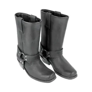 botas motero Negra Piel Punta Cuadrada - Johnny Bulls 4829
