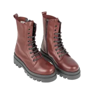 Bota Militar Plataforma en Piel con Cremallera - Brans 13618