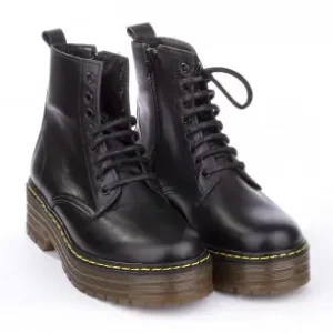 Botas militares plataforma en piel y cremallera - Brans 124