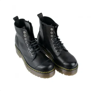 BOTAS MILITARES MUJER En Piel con CREMALLERA EXTRAíBLE y PLATAFORMA - BRANS 13186 K-PRF