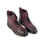 Botas Militares en Piel Con Cremallera Granate - Brans 124