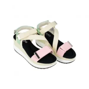 Sandalias de Mujer Multicolor y Negro Tela Tira Cruzada CHK10 ROCO 02