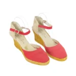 Alpargatas de Cuña Alta en Piel Serraje Roja Carmen Garcia