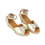 Alpargatas Cuña Media Doradas en Piel - Picon 27645