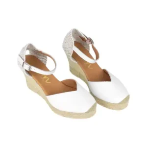 Cuña de Esparto Mujer Verano Dorado y Blanco Piel 7 Cuerdas Doble Plataforma Pulsera Picon 18280-B