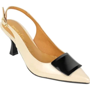 Salón destalonado tacón midi krocante metal Daniela Vega 2619