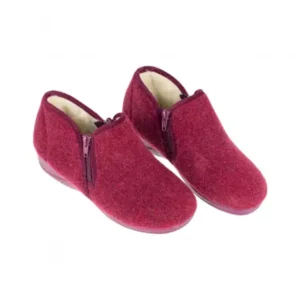 Zapatillas de casa bota mujer invierno con cuña y Doble Cremallera Granate Doctor Cutillas 21660