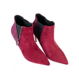 Botines Tacon Fino en Piel Serraje y Cremallera Lateral Evalinda Talla 36