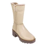 botas altas beige mujer con suela track y cremallera- Kaola 9325
