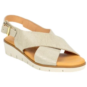 Sandalia cuña baja en piel y plantilla gel - Kaola 2275