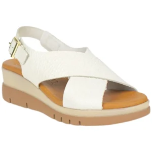 Sandalia con cuña media en piel y plantilla gel - Kaola 8221