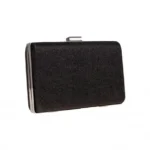 Clutch de Fiesta Rígido Negro con Brillo y Cadena Plateada LALA 88