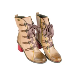 Botines Laura Vita de Mujer Beis Multicolor Violeta Piel Combinada Retro EVCAO 01E