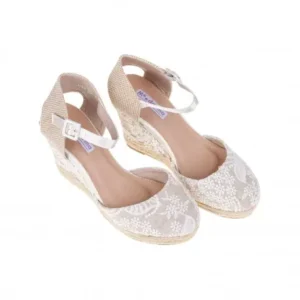 Mandarina Alpargatas Cuña Alta Cerradas Punta Bicolor LOLA