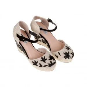 Cuña Esparto Mujer Alta Cerrada Beis Combinada Mandarina SOFIA