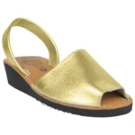 Menorquinas de Piel Doradas con Cuña - Avarca 3190AV