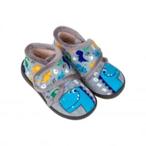 Zapatilla de Andar por Casa Niña y Niño Abotinada Estampado Dinos Plumaflex 12003