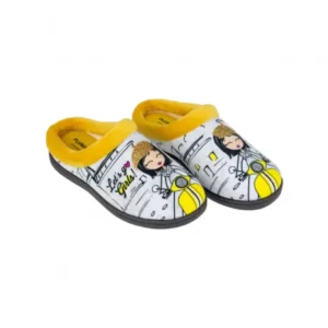 Zapatillas de Mujer de estar por casa Invierno Abiertas Gris Estampado Chica Moto Plumaflex 12213 Talla 35