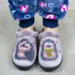 Zapatillas de Casa Comodas de Mujer Invierno Abiertas Rosa Estampado Erizo Plumaflex 12213