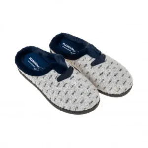 Pantuflas de Mujer Invierno Abiertas Gris Estampado Picos Plumaflex 12254 Talla 36