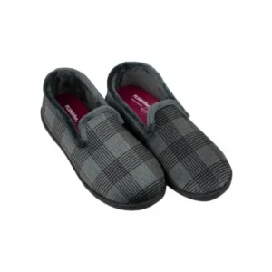 Zapatilla de hombre de estar por casa Invierno Cerrada Azul Gris y Marrón de Pana Plumaflex 12269 Talla 46
