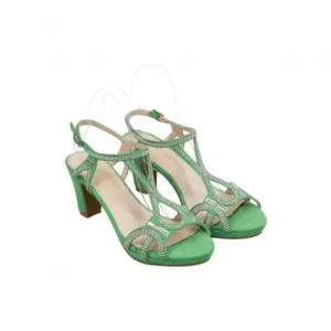 Sandalias Verdes de Fiesta con Pedrería y Plataforma | TALLA 39 - Prestigio C-100