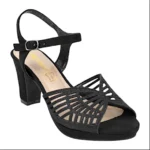 Sandalia Tacón corte Mariposa Piel (Dorado/Negro) - Prestigio C-513