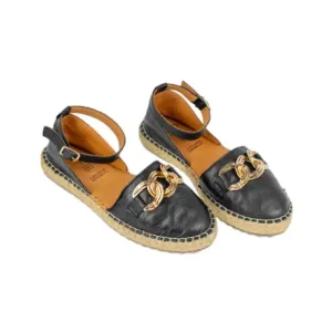 Alpargatas Planas en Piel Negro o Blanco Pulsera Estribo Punta Talón Top3 SR24510