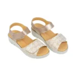 Sandalias Cómoda de Cuña Azul Marino y Beis Cierre Contacto Plantilla Extraible 36140