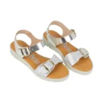 Sandalias Planas Piel Metalizada Plantilla Gel La Vida Es Bella 4744