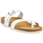 Sandalias Bio Planas de Piel Blanca con Diseño de Dedo para Mujer - Autenti 3572