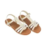 Sandalias Mujer Hielo y Camel Piel Plana Cuello T Studio Scarpe SN34386