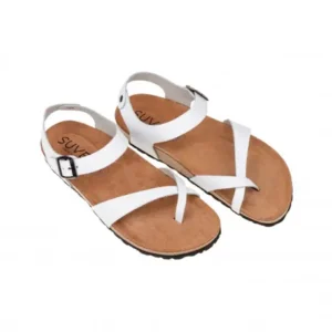 Sandalias Bio de Mujer Blancas Marrones y Negras Entrededo Pulsera de Piel Suver 520014