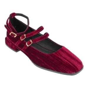 Merceditas Mujer Terciopelo y Piel con Hebillas Top3 SA24683