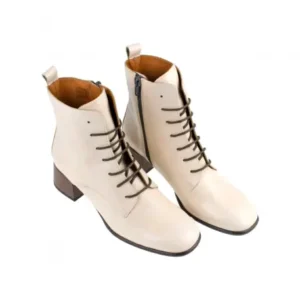 Botines Elegantes Mujer Beis Granate Negro Charol Piel Cordón Cremallera Wikers E-127